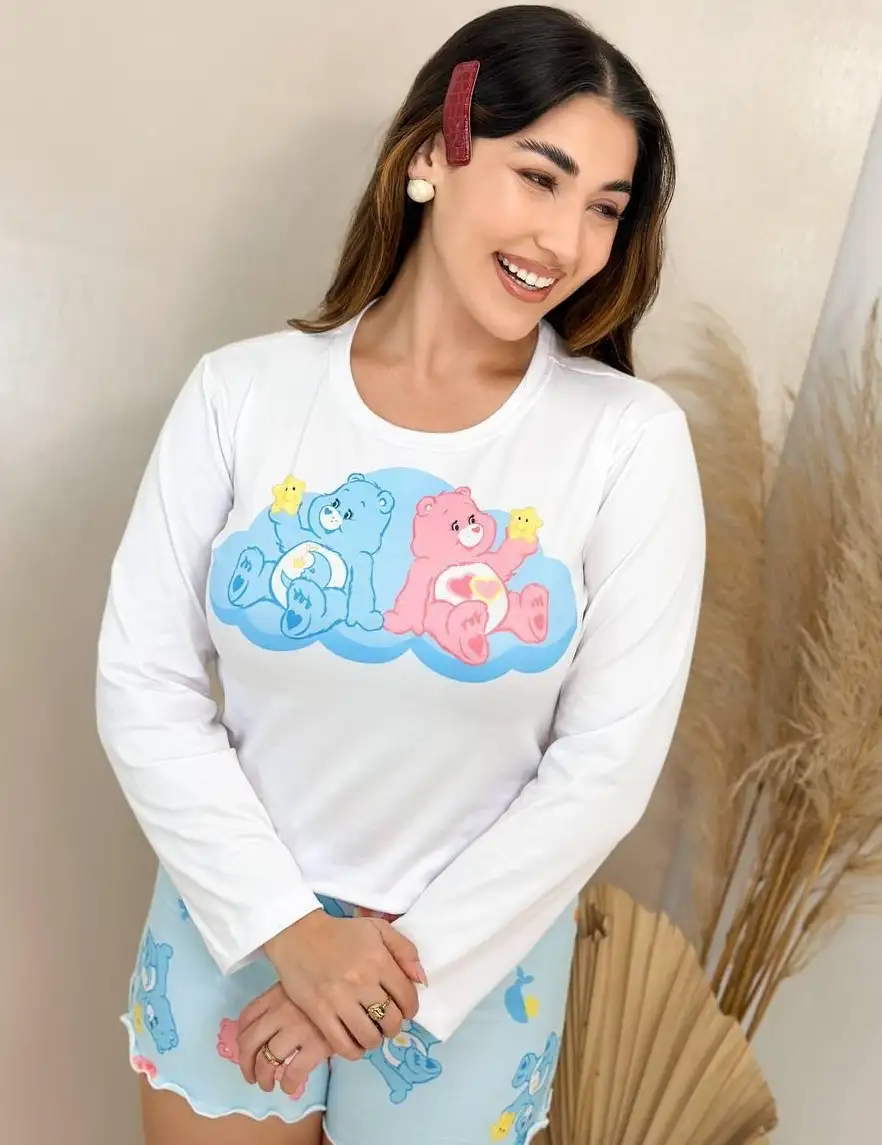 Pijama Manga comprida e short - Ursinhos Carinhosos 