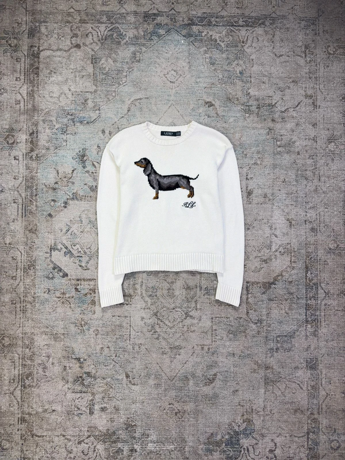 LAUREN RALPH LAUREN DACHSHUND KNIT SWEATER 9