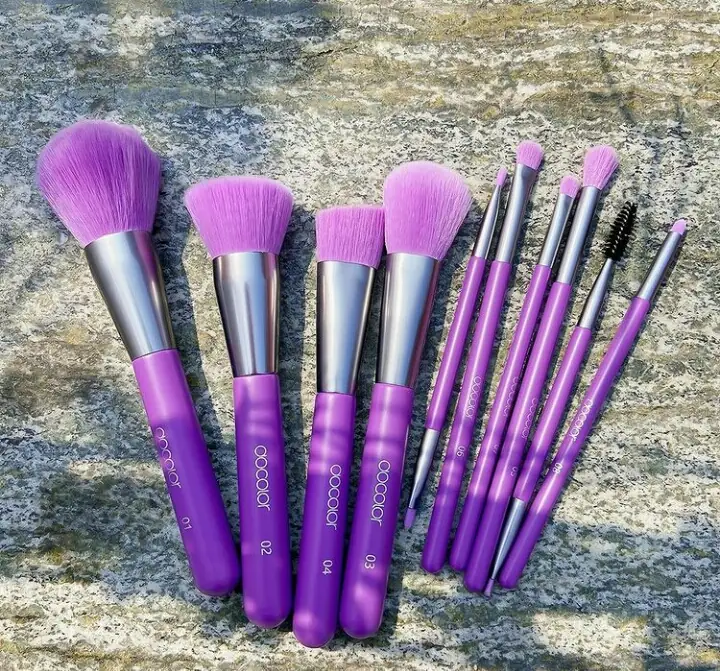 SET DE 10 BROCHAS COLOR MORADO NEÓN 4