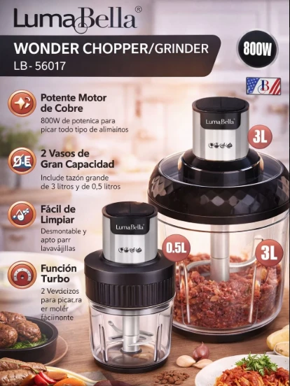 MULTIPROCESADORA LUMA BELLA 2 EN 1 VIDRIO