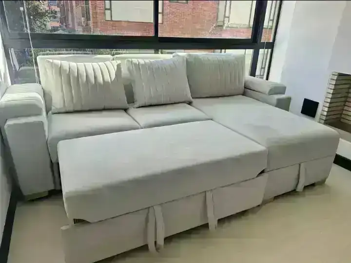 Sala en L sofacama multifuncional mas poltronas 