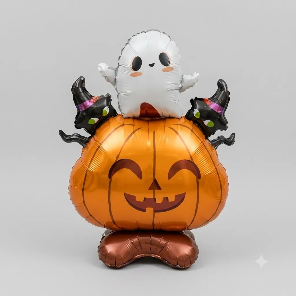Globo metalizado calabaza/fantasma con gatitos 51x68cm  2
