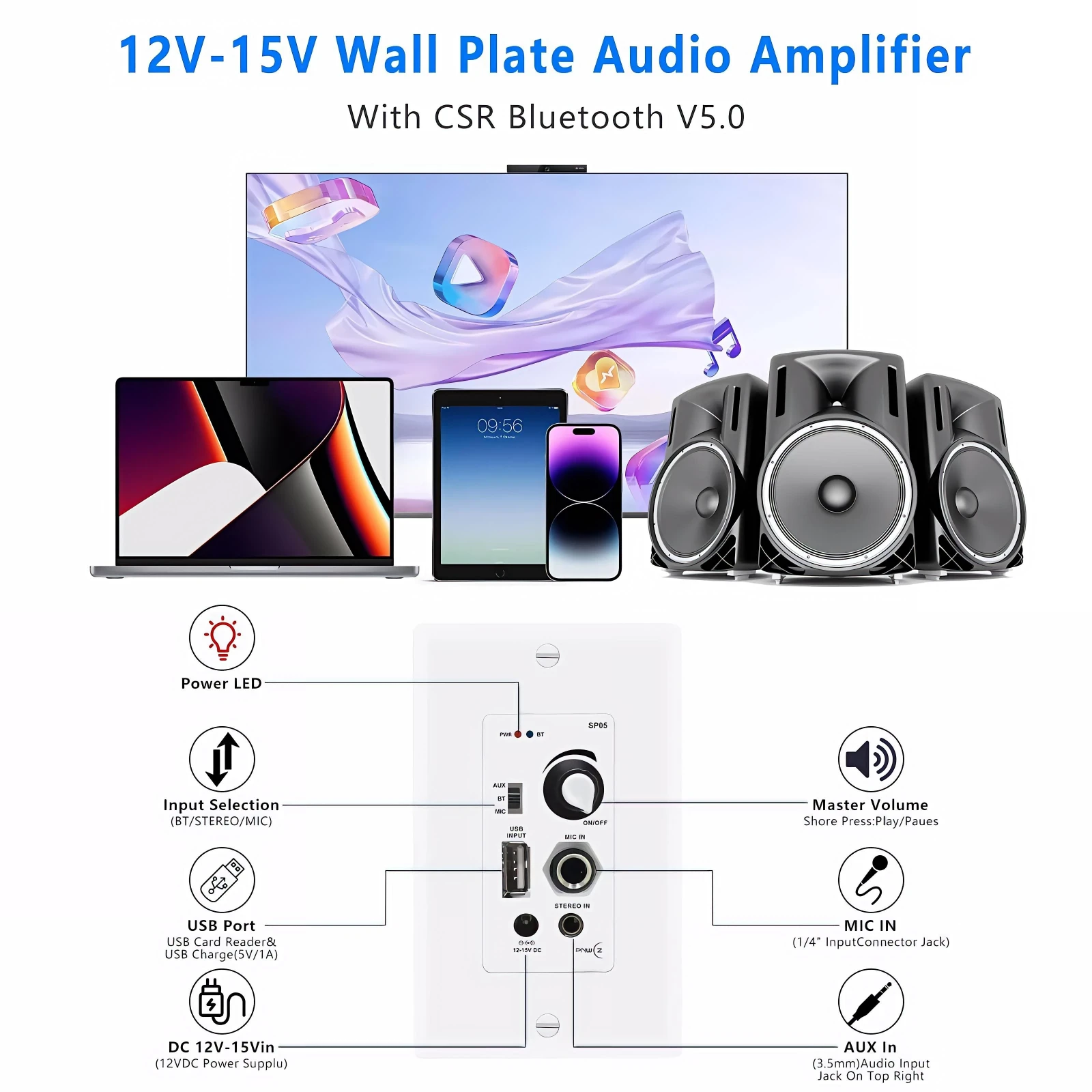 AMPLIFICADOR PLACA PARED 4 CANALES  2