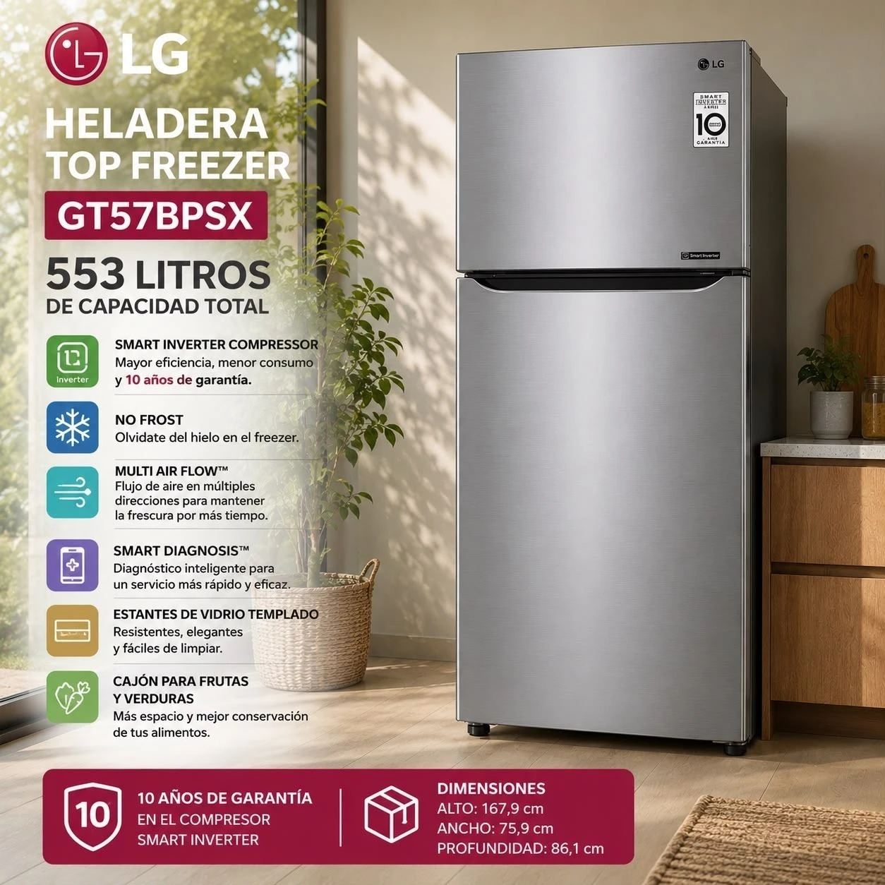 HELADERA LG GT57BPSX-553 LITROS