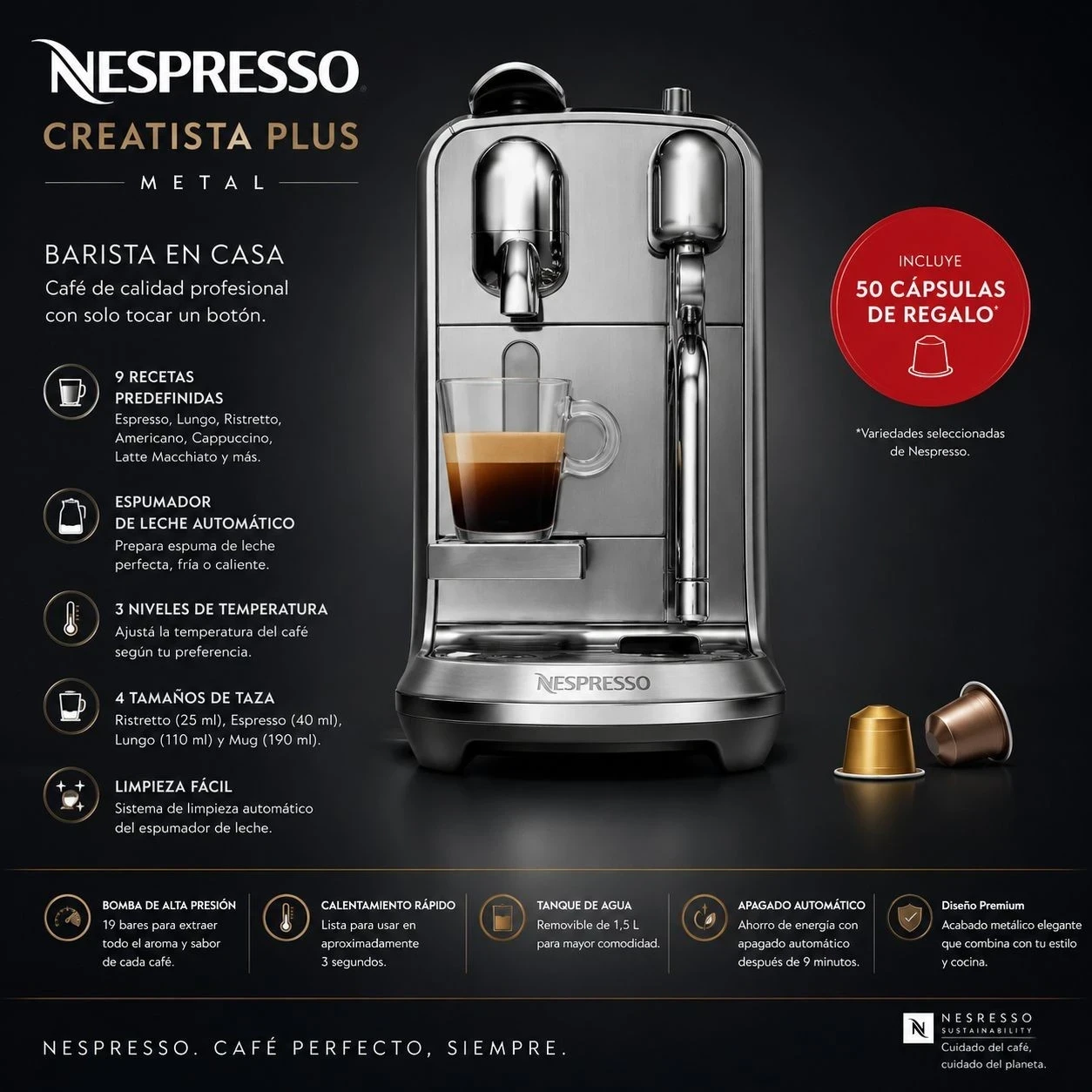 CAFETERA NESPRESSO CREATISTA PLUS