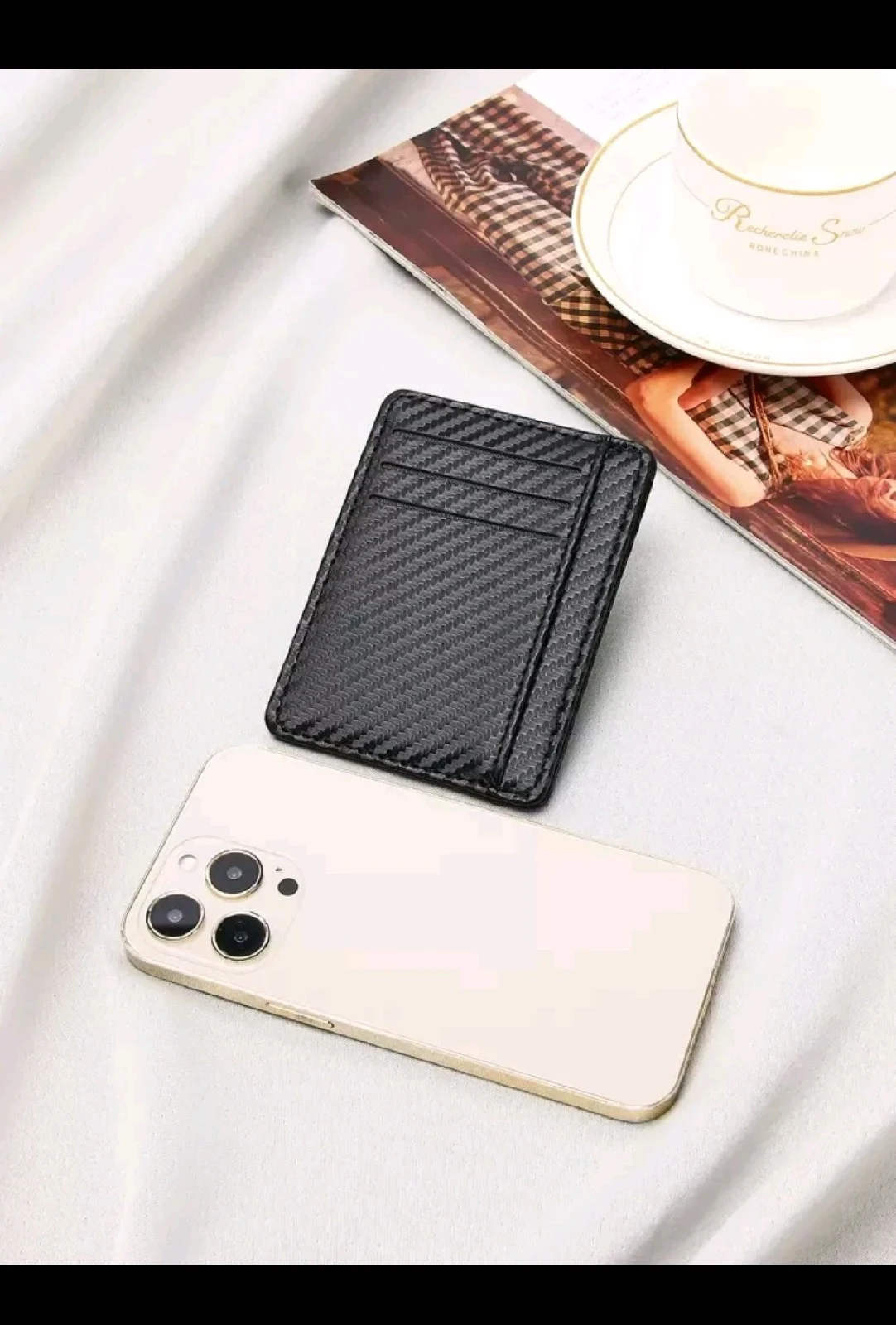 Tarjetero Ultra Delgado para Caballero - Cartera Minimalista en Poliuretano con Textura Fibra de Carbono 6
