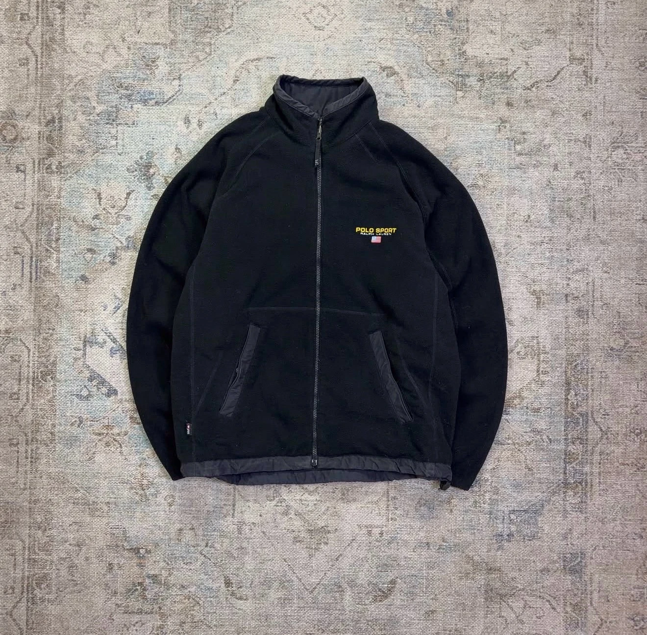 Chaqueta Vintage 90s Polo Sport Ralph Lauren Reversible Negra/Amarilla 2