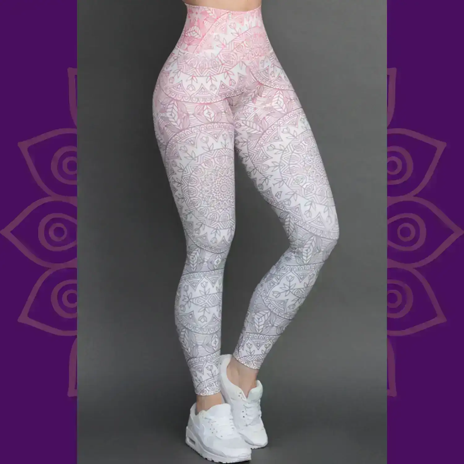 Leggins ELITE mandalas coral y gris