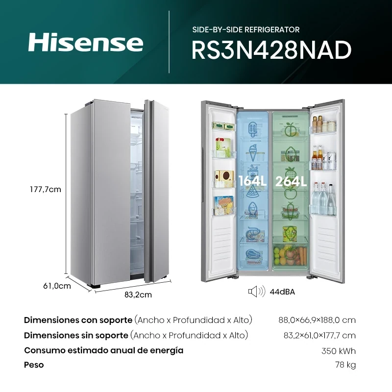 Heladera HISENSE side by side 468LTS 