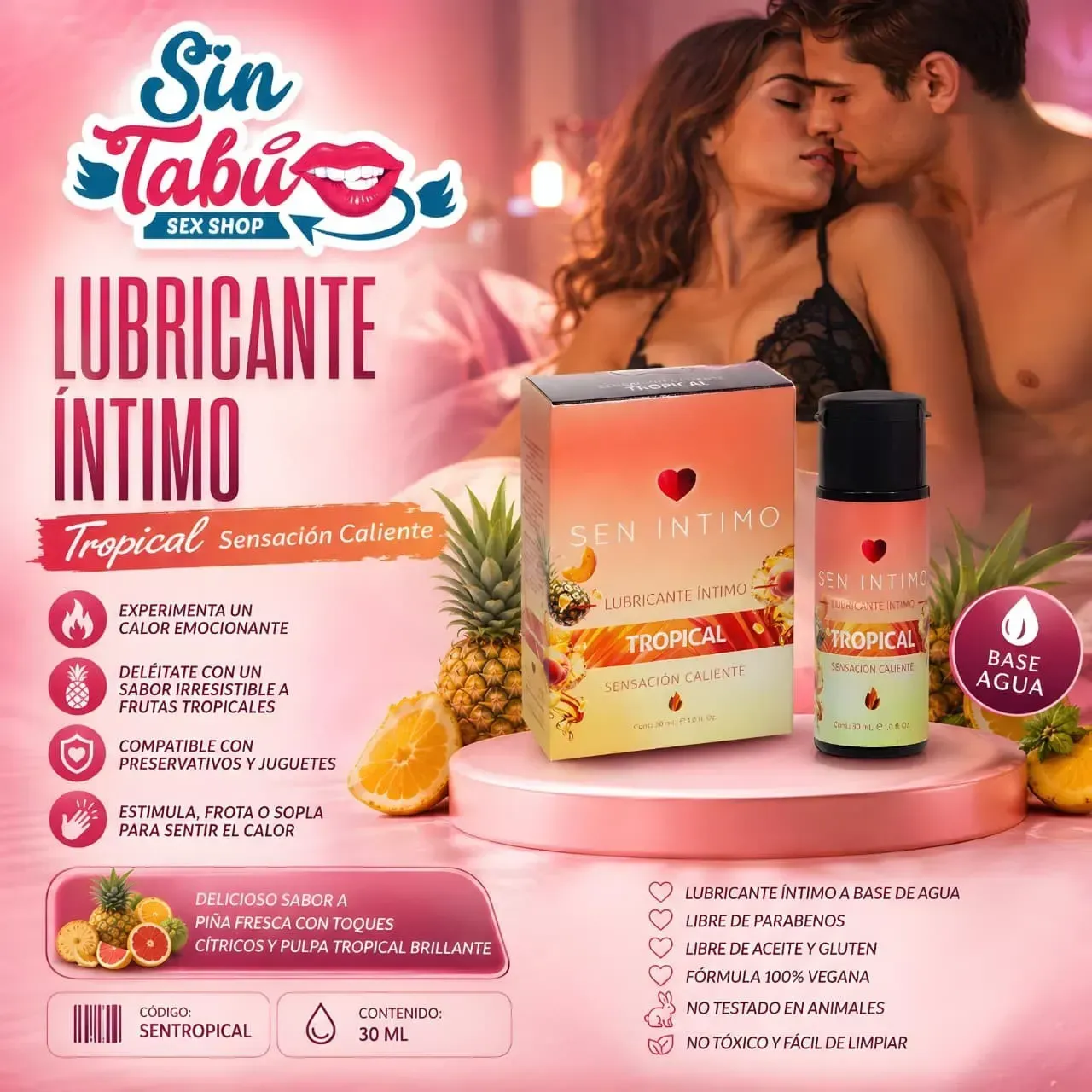 LUBRICANTE ÍNTIMO SENSACIÓN CALIENTE TROPICAL  