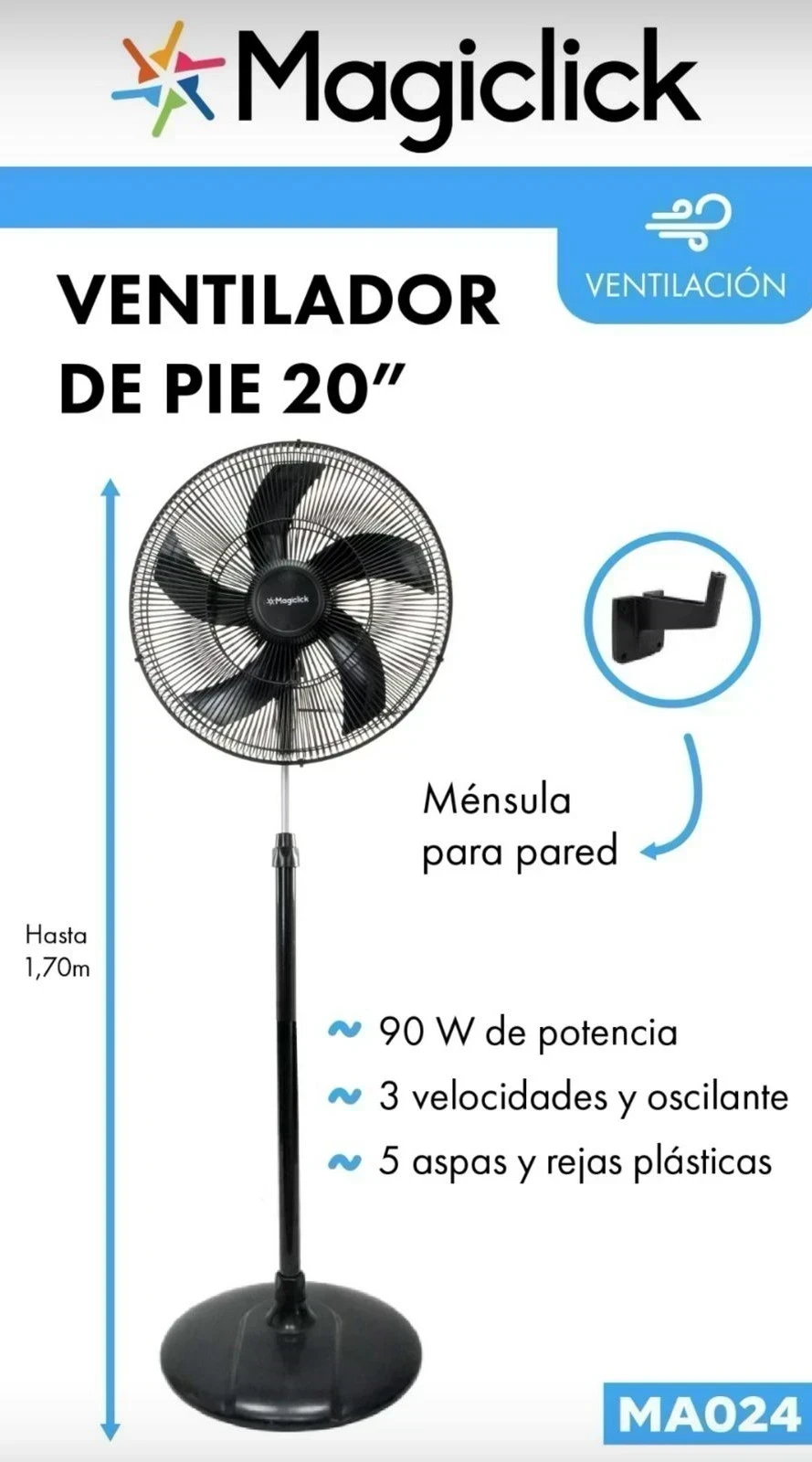 VENTILADOR DE PIE MAGICLICK 20"