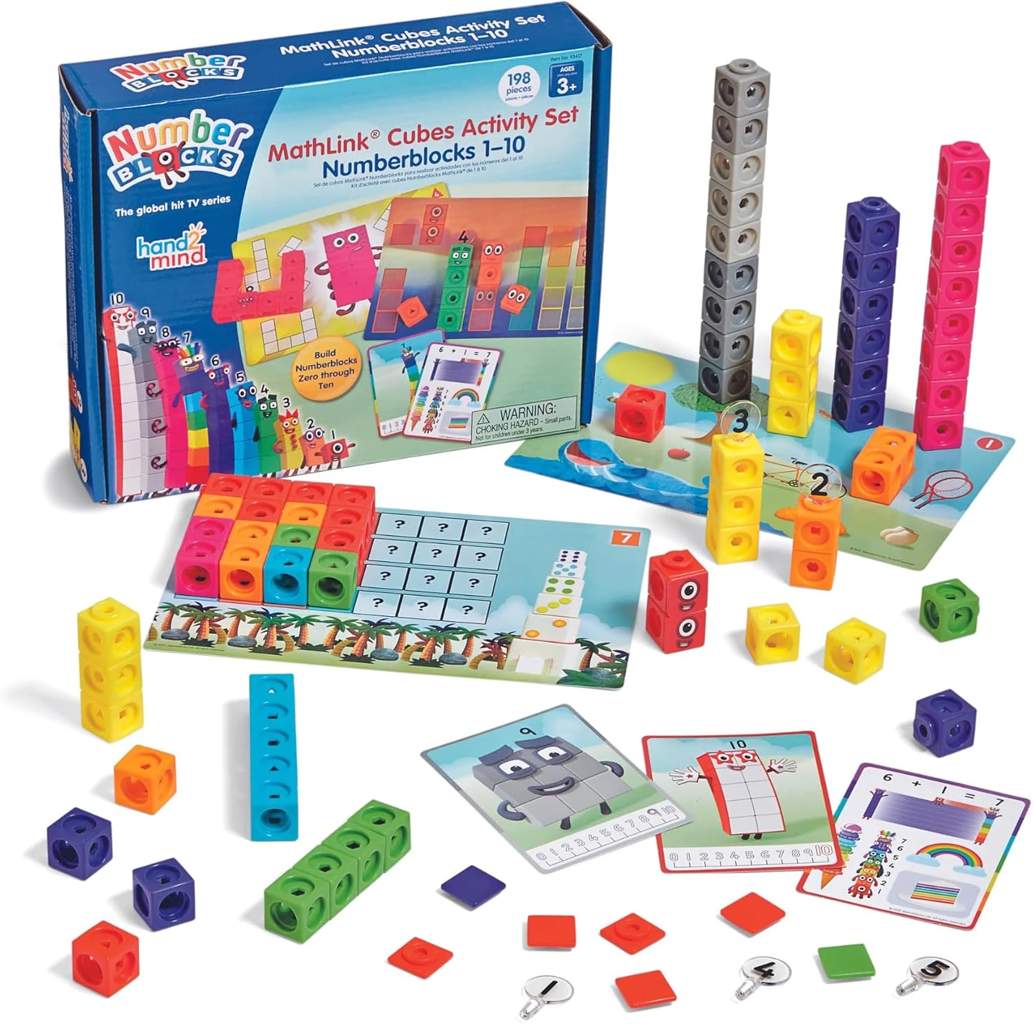 Hand2mind - Numberblocks, cubos MathLink, juego de actividades del 1-10