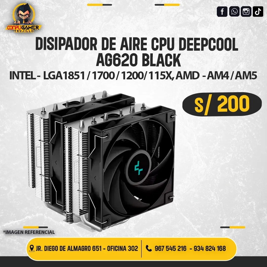 DISIPADOR DE AIRE CPU DEEPCOOL AG620 BLACK