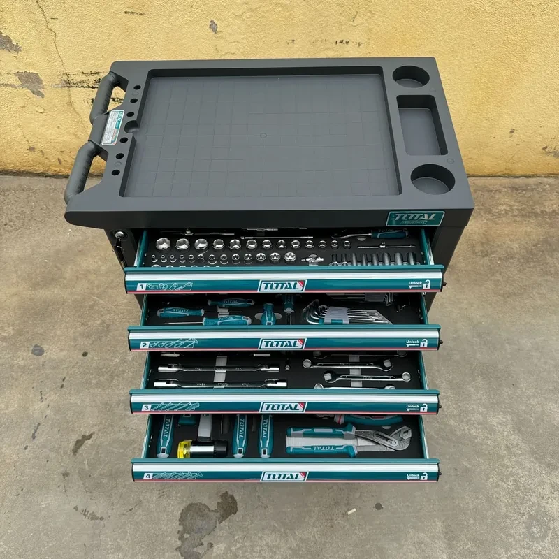 Carro Gabinete Porta Herramientas Total 328 Piezas Set Verde Claro 6
