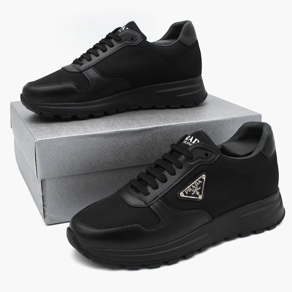 Prada PRAX 01 Zapatillas Re-Nylon Piel Cepillada Negro Negro 4
