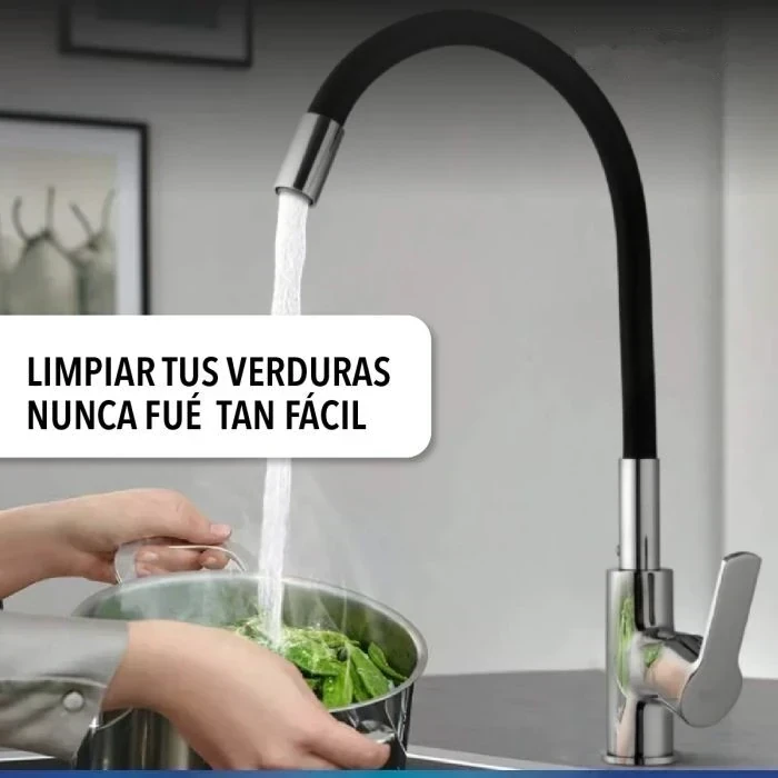 Canilla Grifería De Cocina Monocomando Flexible Cromo N02