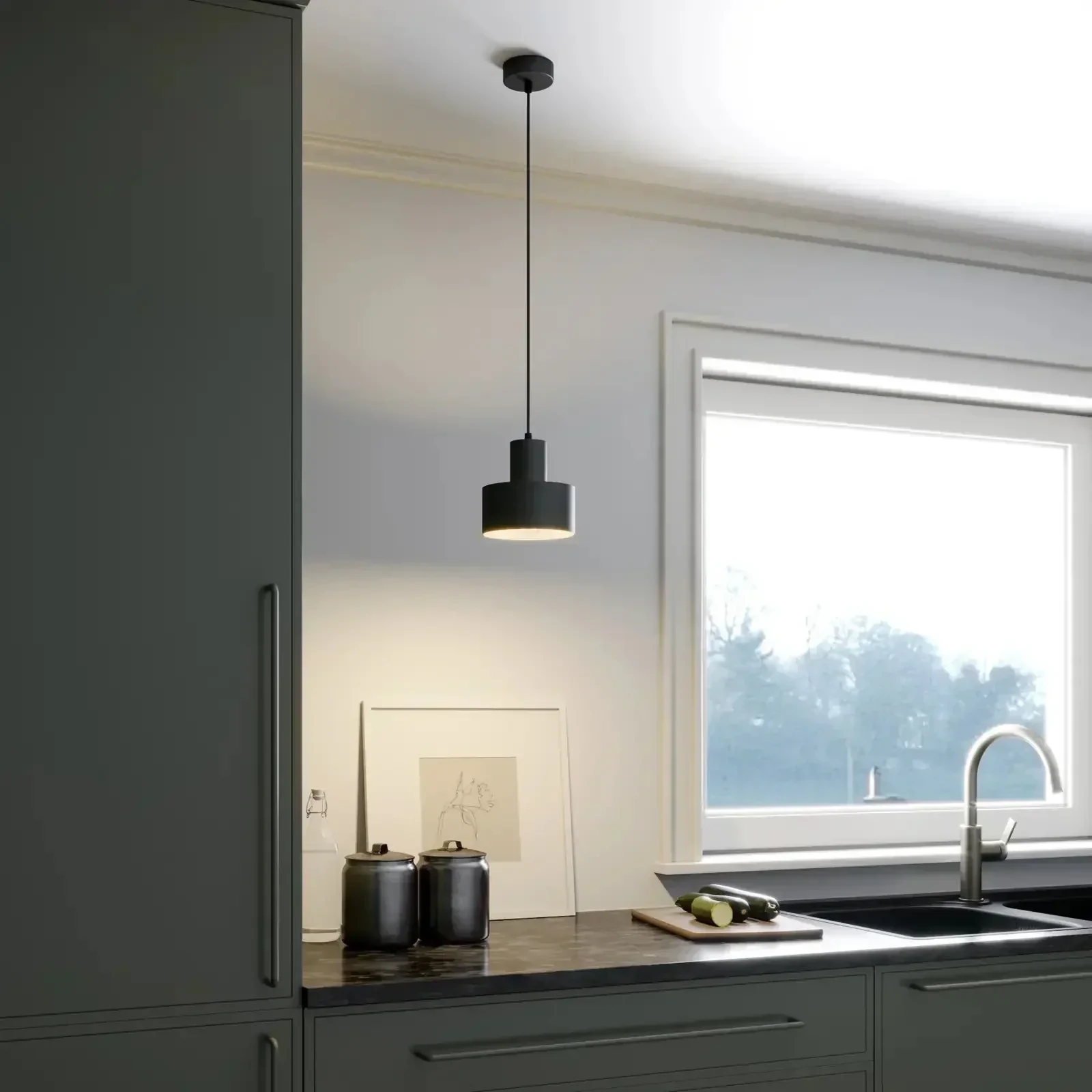 LAMPARA COLGANTE NORTON NEGRA1L E27 3
