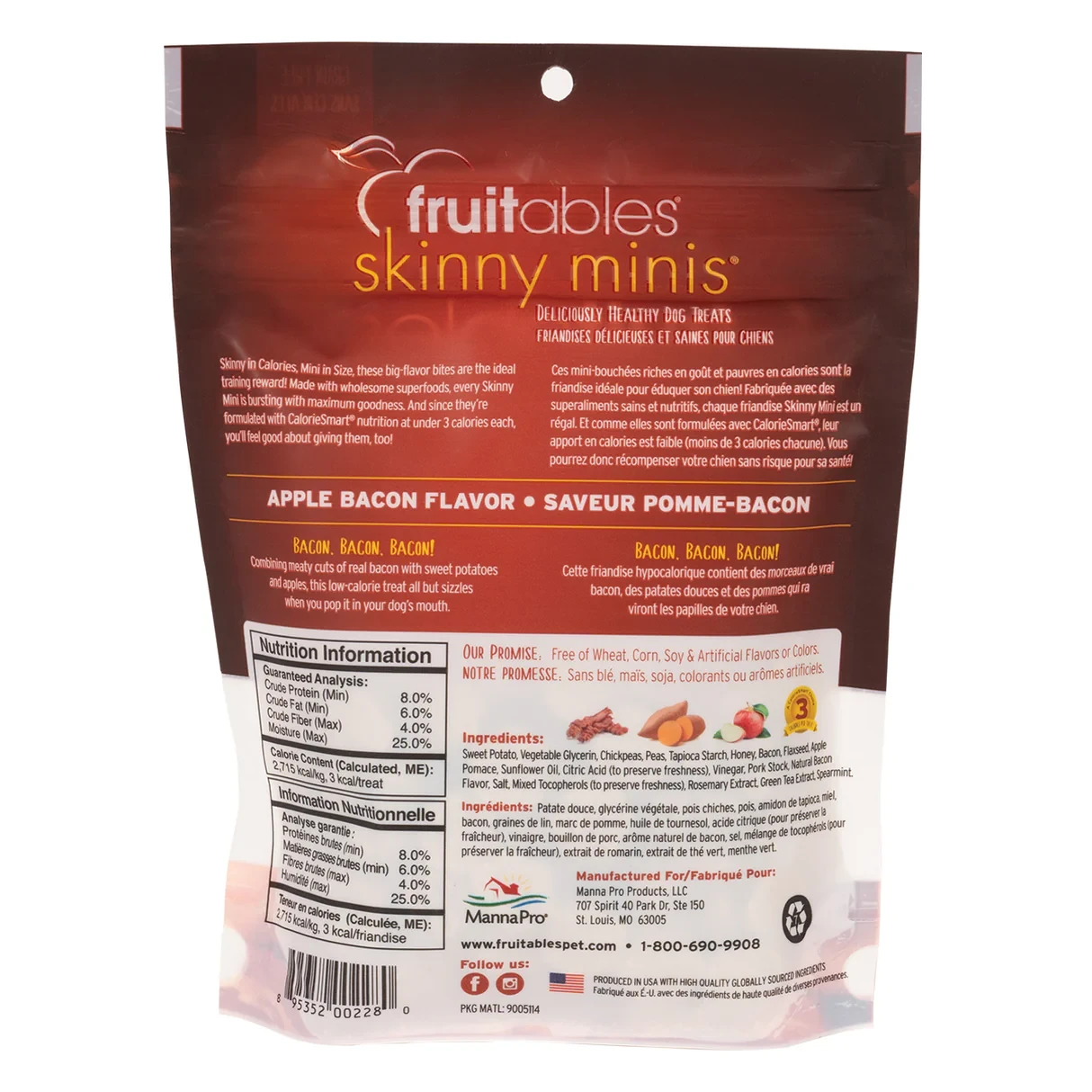 FRUITABLES DOG TREATS SKINNY MINIS APPLE BACON 5 OZ 2
