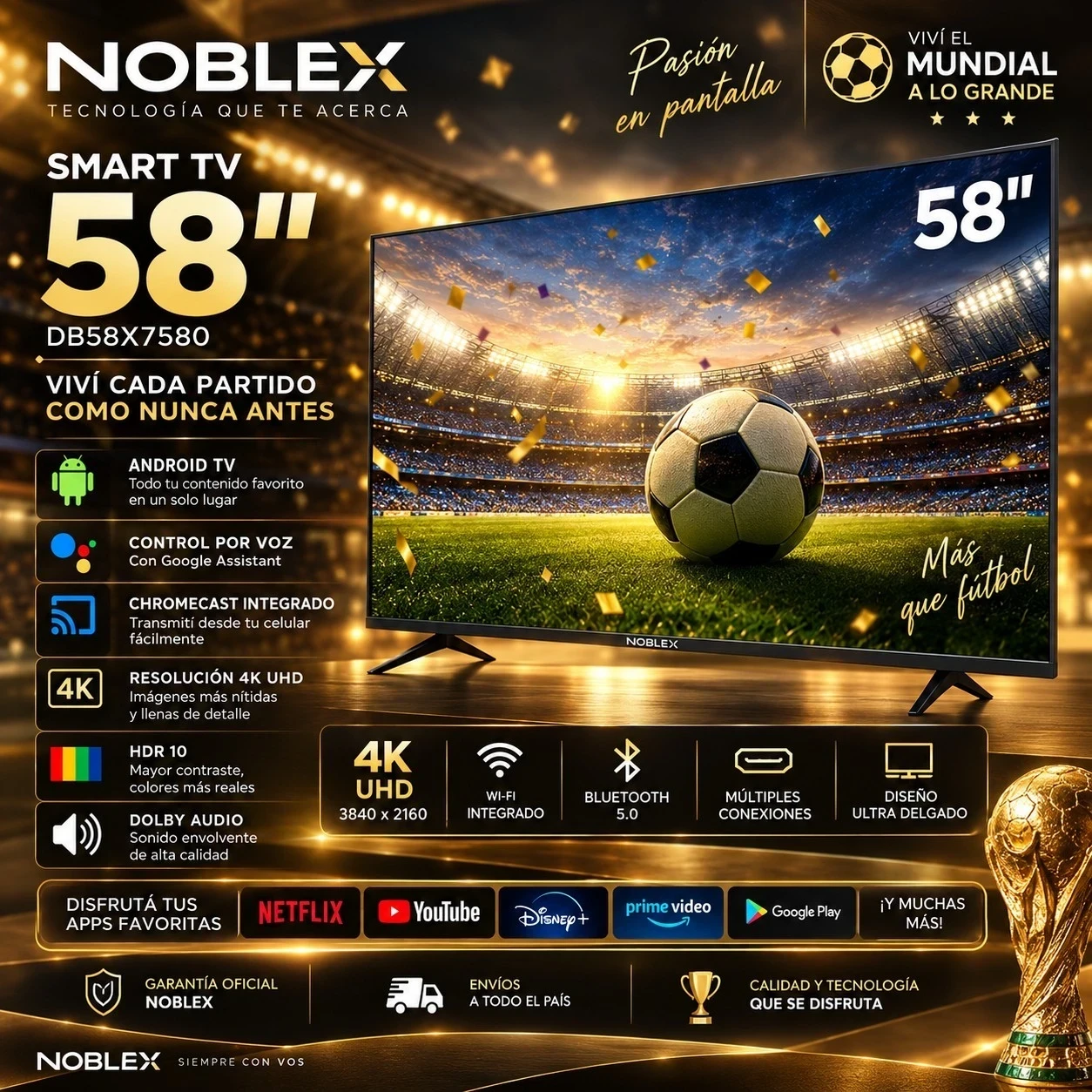 SMART TV NOBLEX 58 C/ANDROID TV CONSULTAR DISPONIBILIDAD CON EL VENDEDOR
