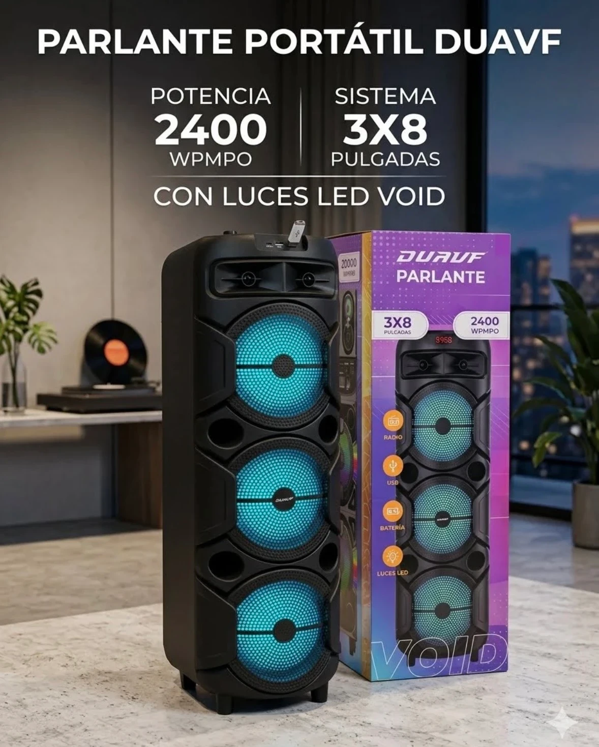 PARLANTE PORTATIL DUAVF VOID 3x8