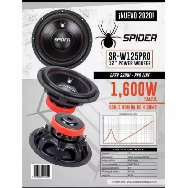 Subwoofer 12' 1600 w 800w   doble bobina 4