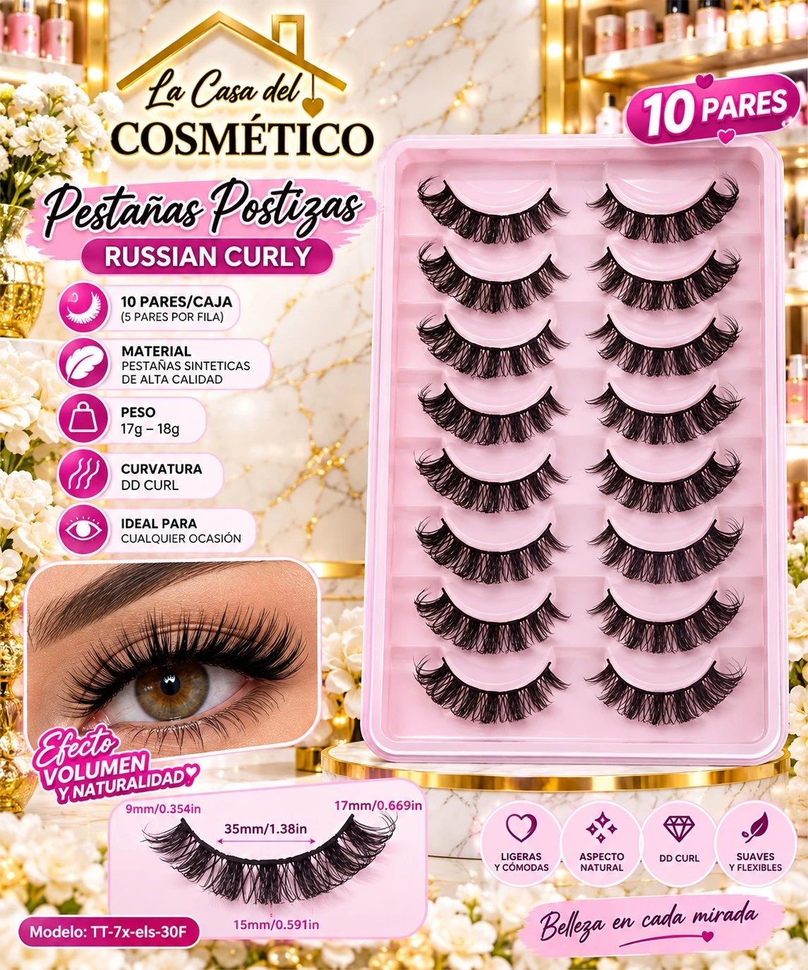 lumera pestañas efecto ruso dd curl tt-7x-els-30f