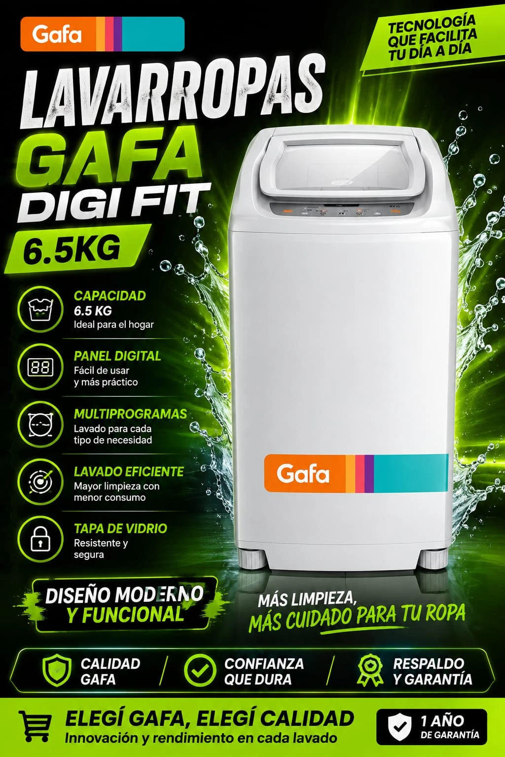 Lavarropas Gafa 6.5KG