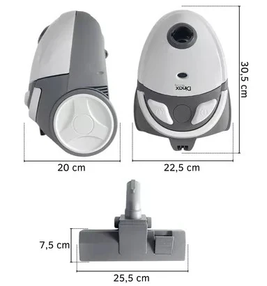 Aspiradora Eléctrica Hogar 1.2 Litros Bolsa De Tela 1400w Gris Dinax  2