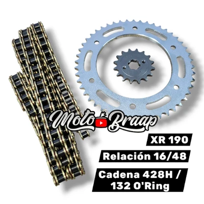XR 190 KIT DE ARRASTRE O'RING / MTZ - RKJRelación 16 / 48 Cadena 428H O'Ring 132