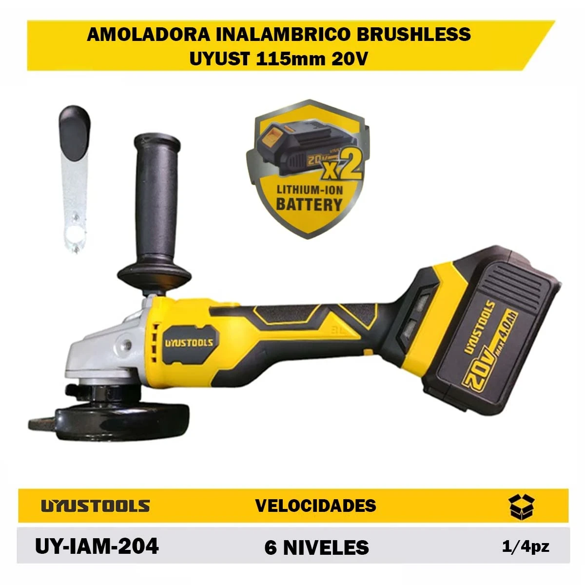 AMOLADORA INALAMBRICO BRUSHLESS UYUST 115mm 20V