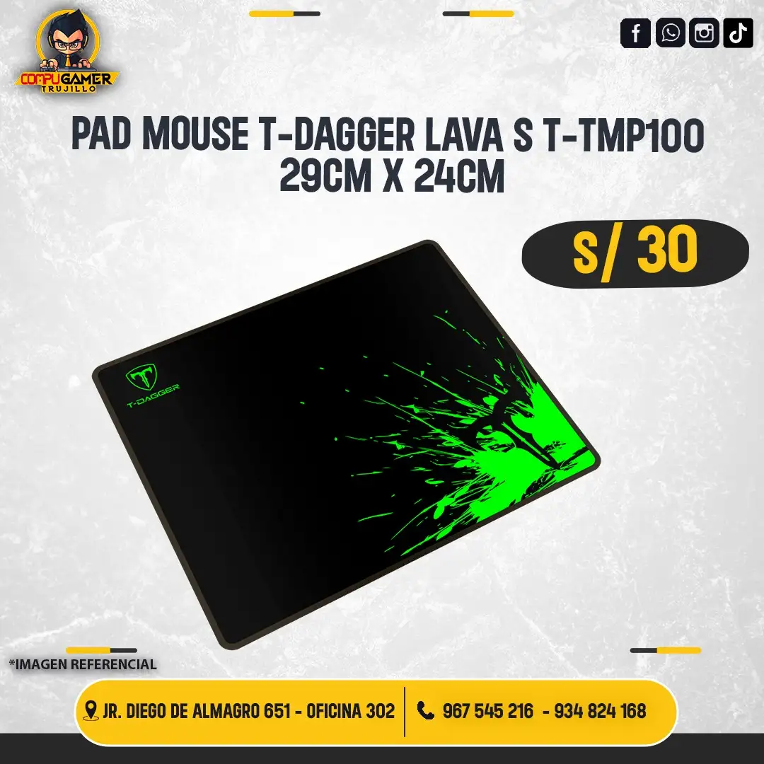 PAD MOUSE GAMER T-DAGGER T-MP100 LAVA S NEGRO CON DISEÑO