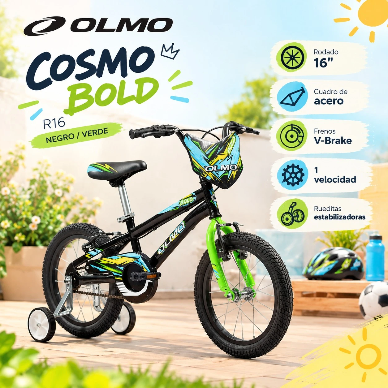 BICILETA OLMO COSMO R16- NEGRO/VERDE