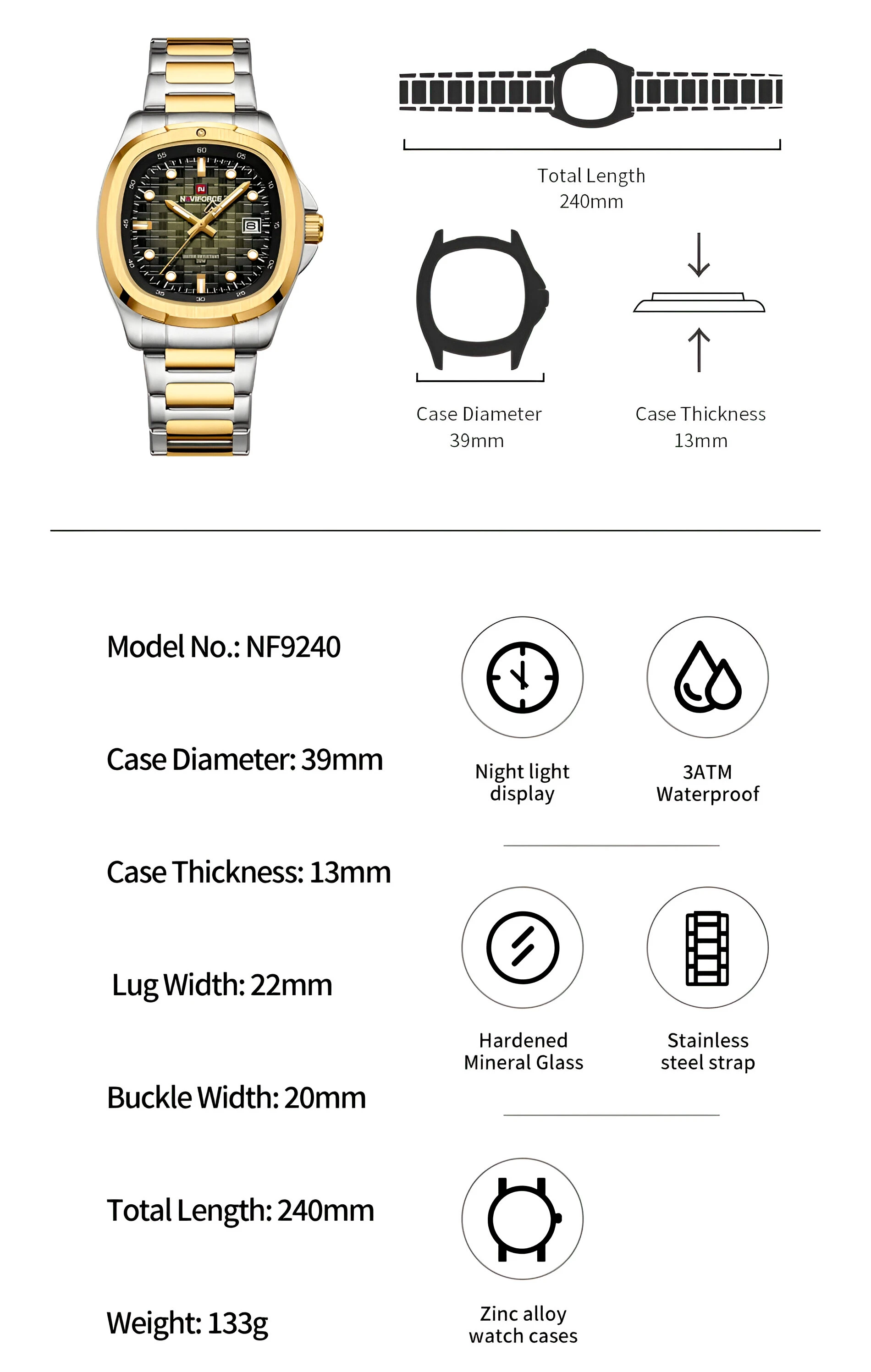 Reloj Naviforce Casual Nf9240 Crono Hombre 3