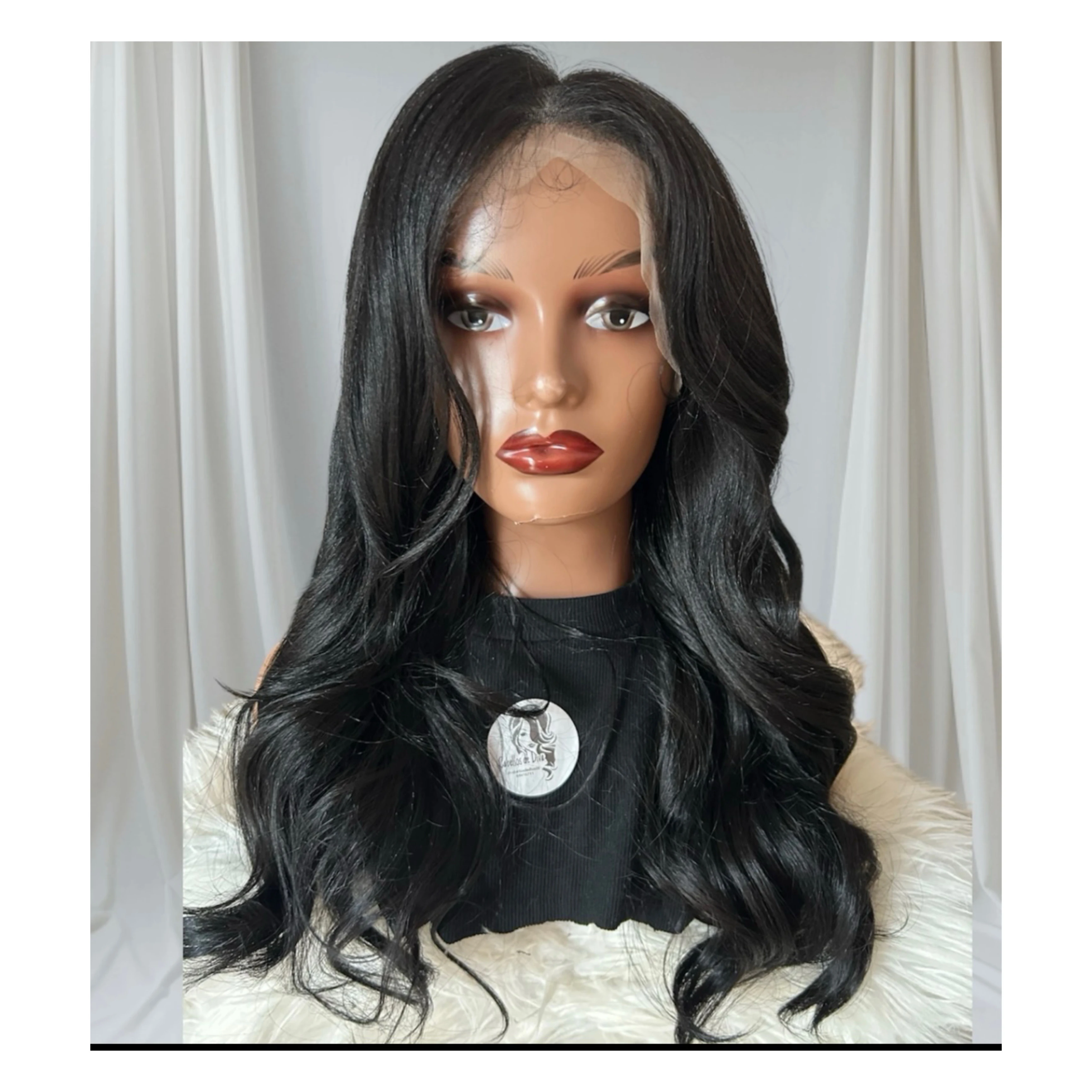 Peluca Semi natural yaki en color negro de 24 pulgadas, frontal lace 13x6 2