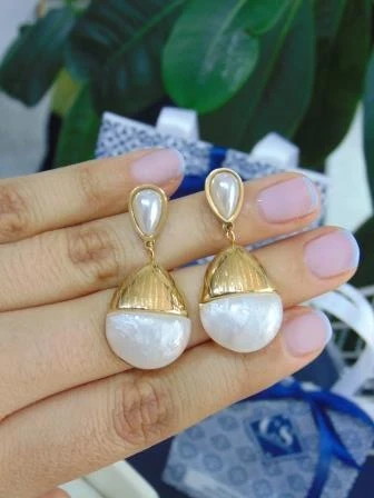 ARETE ACERO DOR LAGRIMA PERLA