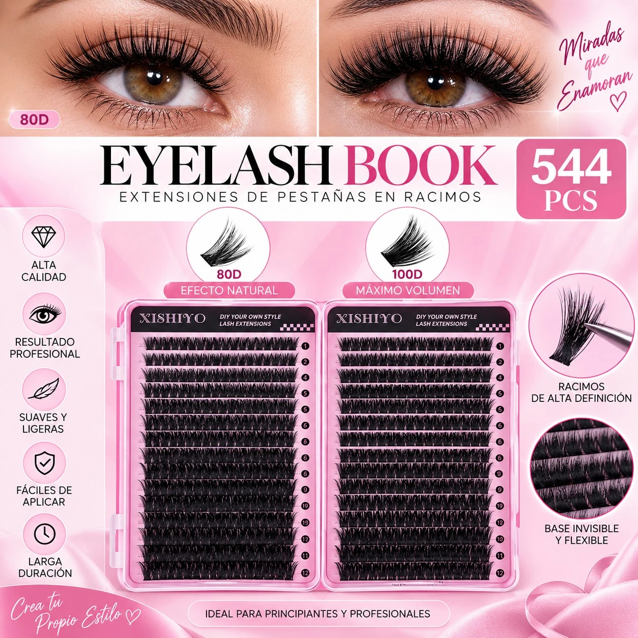 lumera libro de pestañas 80+100d x640pcs