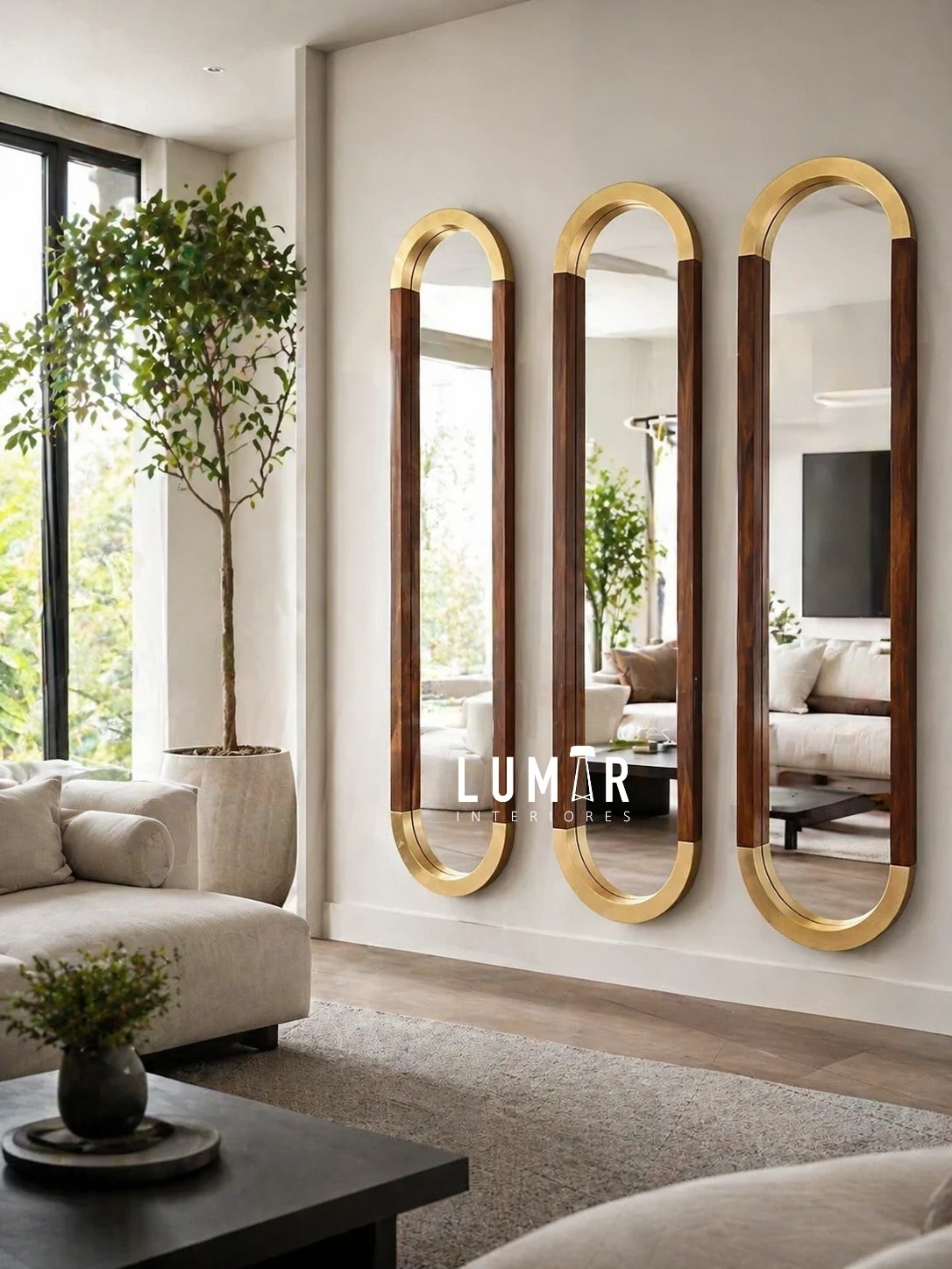ESPEJO SET OPULENT BITONO 190X45 Pino Set 3 2