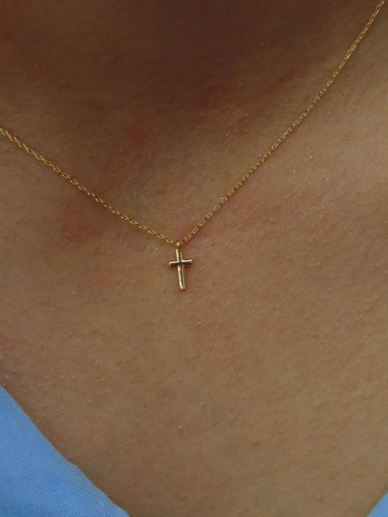 CADENA ORO LAMINADO 18K DELGADA DIJE CRUZ LISA 8MM |LARGO 45CM  2