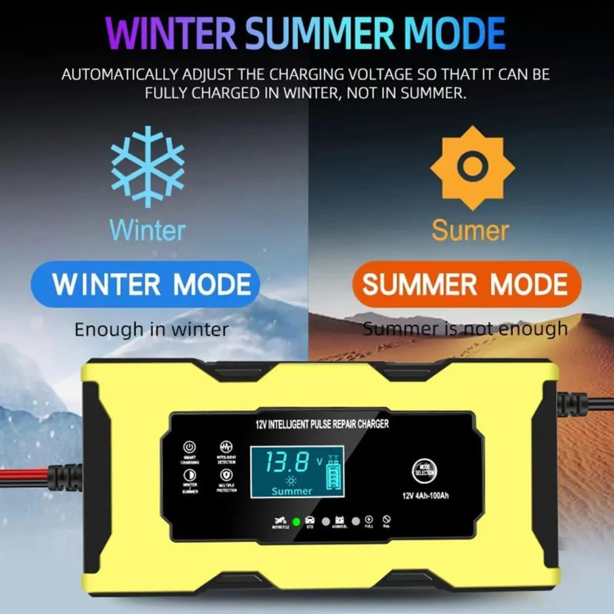 Cargador Inteligente Bateria 12V y 6V Auto Moto Pantalla LCD Protecciones 3