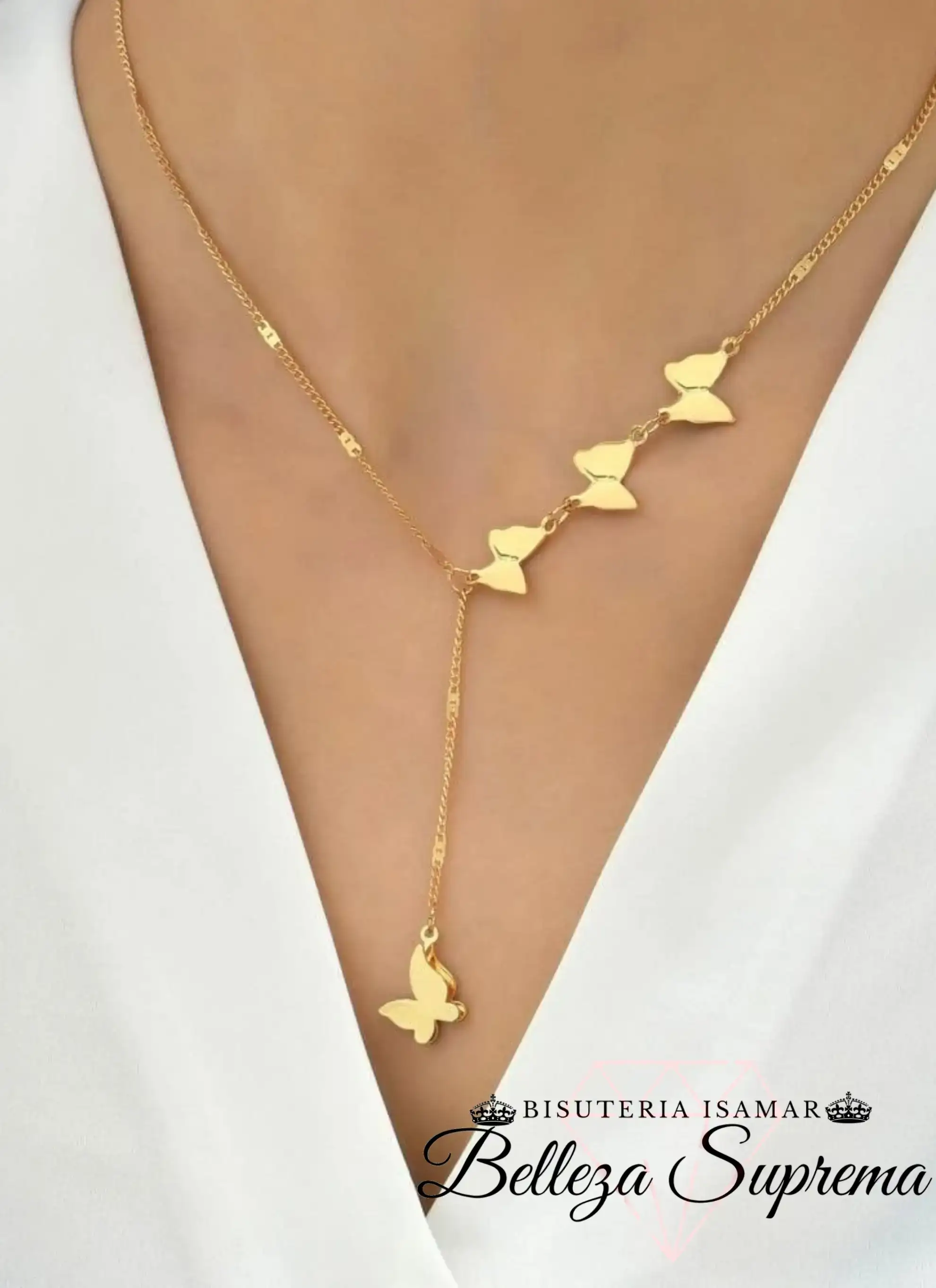 COLLAR DORADO CON MARIPOSAS 