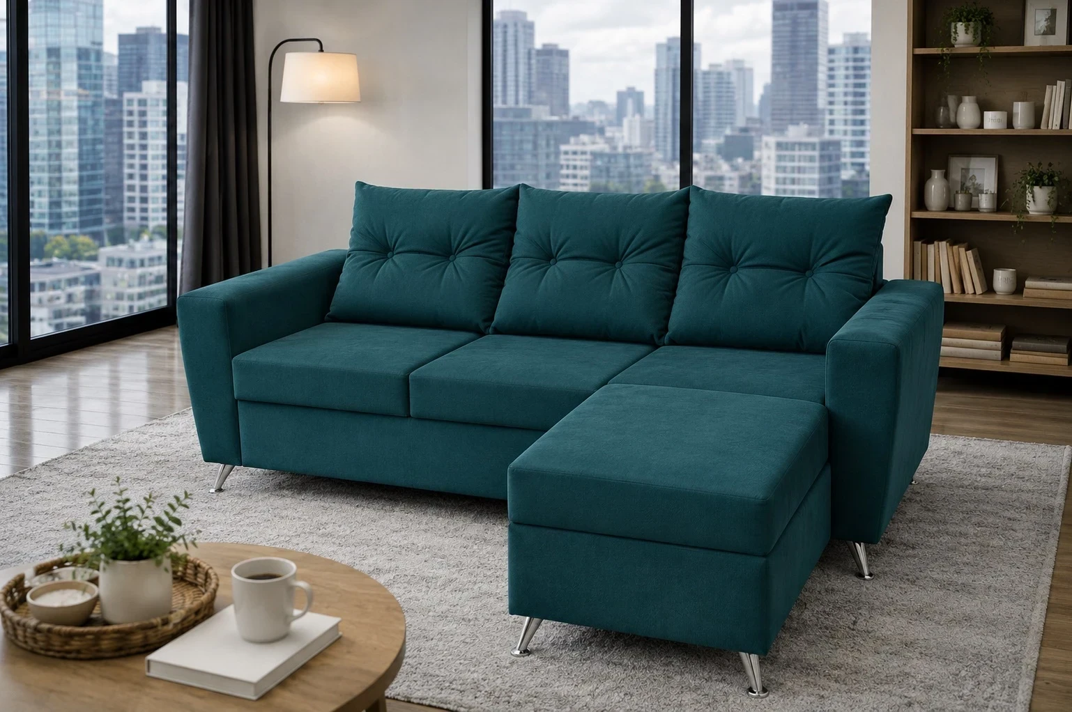 SILLON 3 CUERPOS VERDE PETROLEO 1.80 x 80