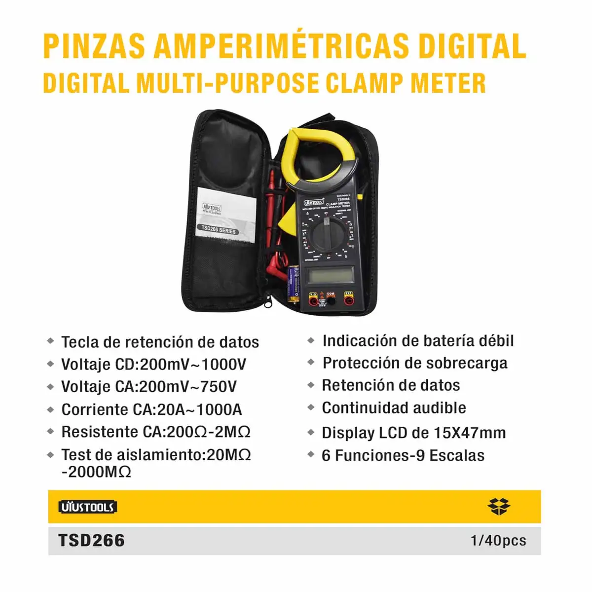 TESTER AMPERIMETRICA DIGITAL UYUST (tipo Pinza)