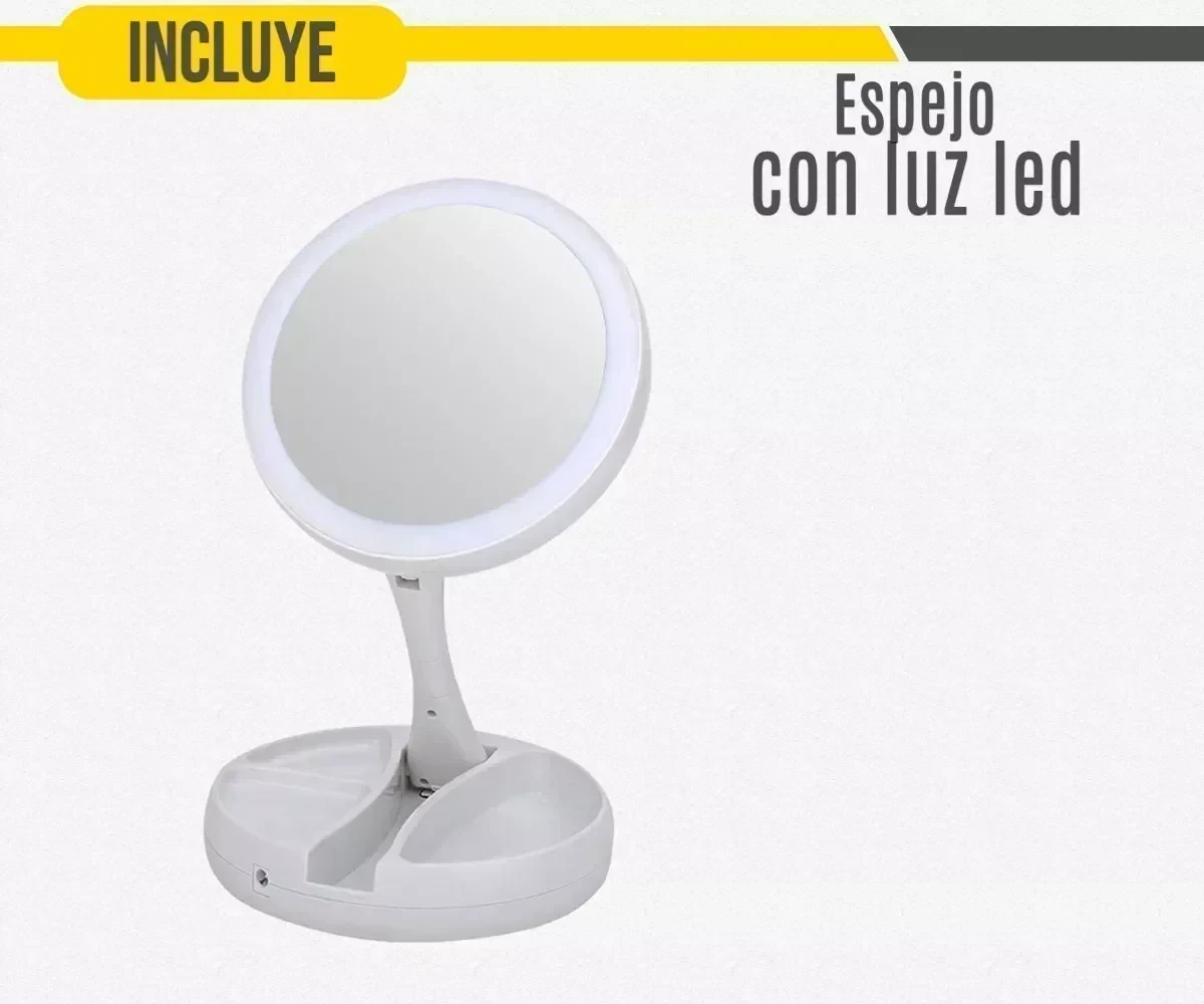 Espejo Luz Led Plegable Portatil Maquillaje Usb Suono 2