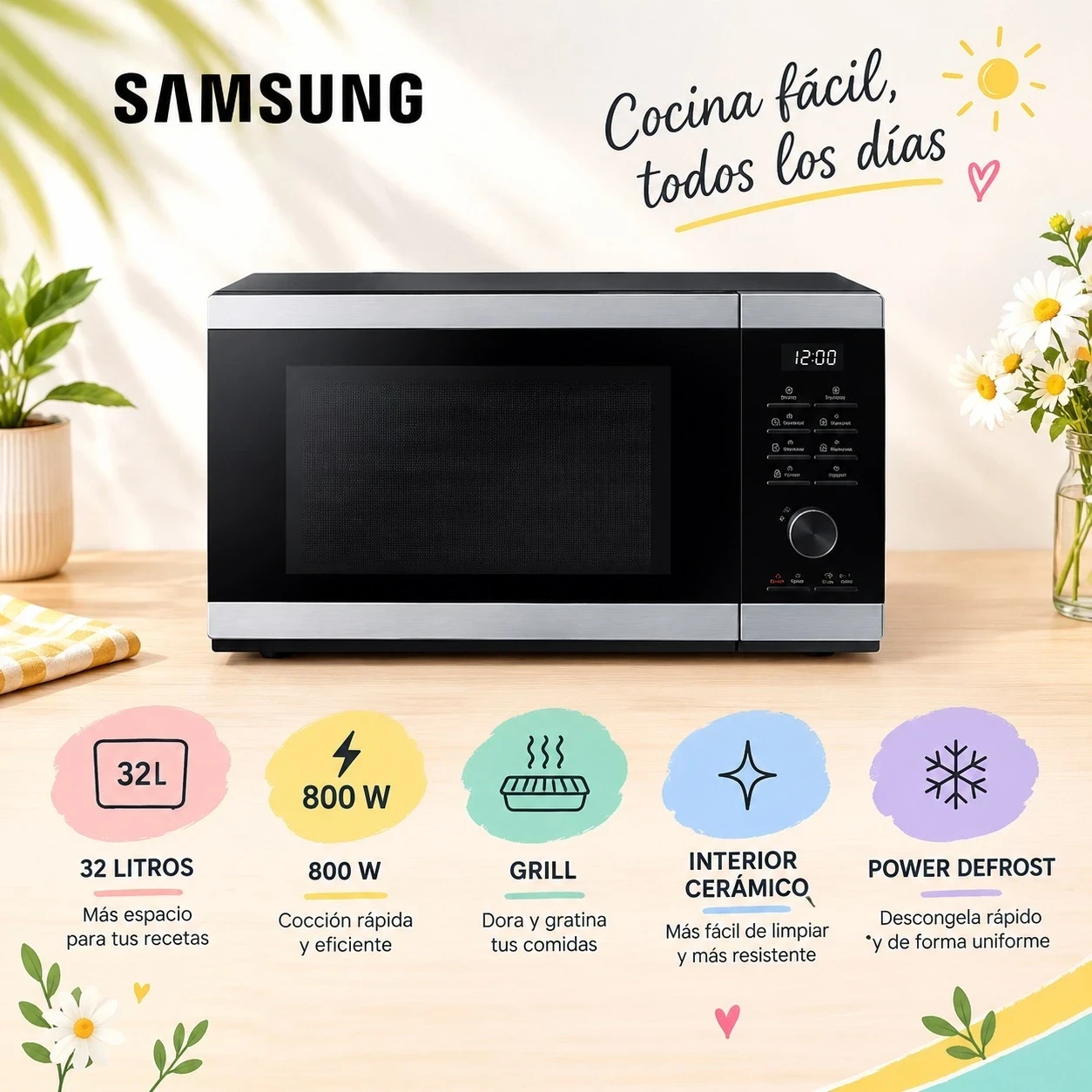MICROONDAS SAMSUNG 32LTS MG32DG4524ATBG SILVER