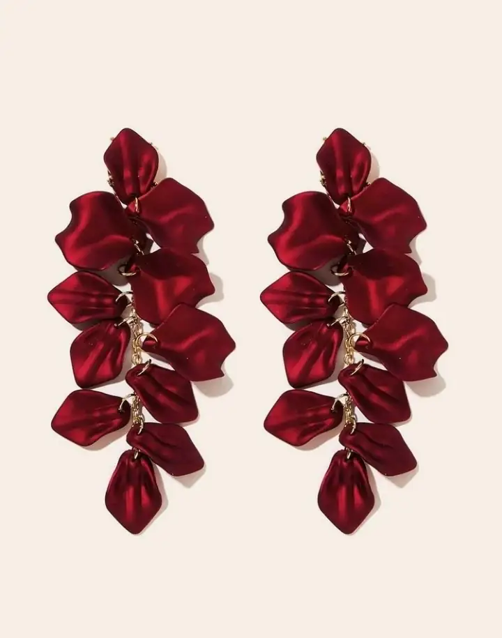 Pendientes largos con diseño de petalo 3