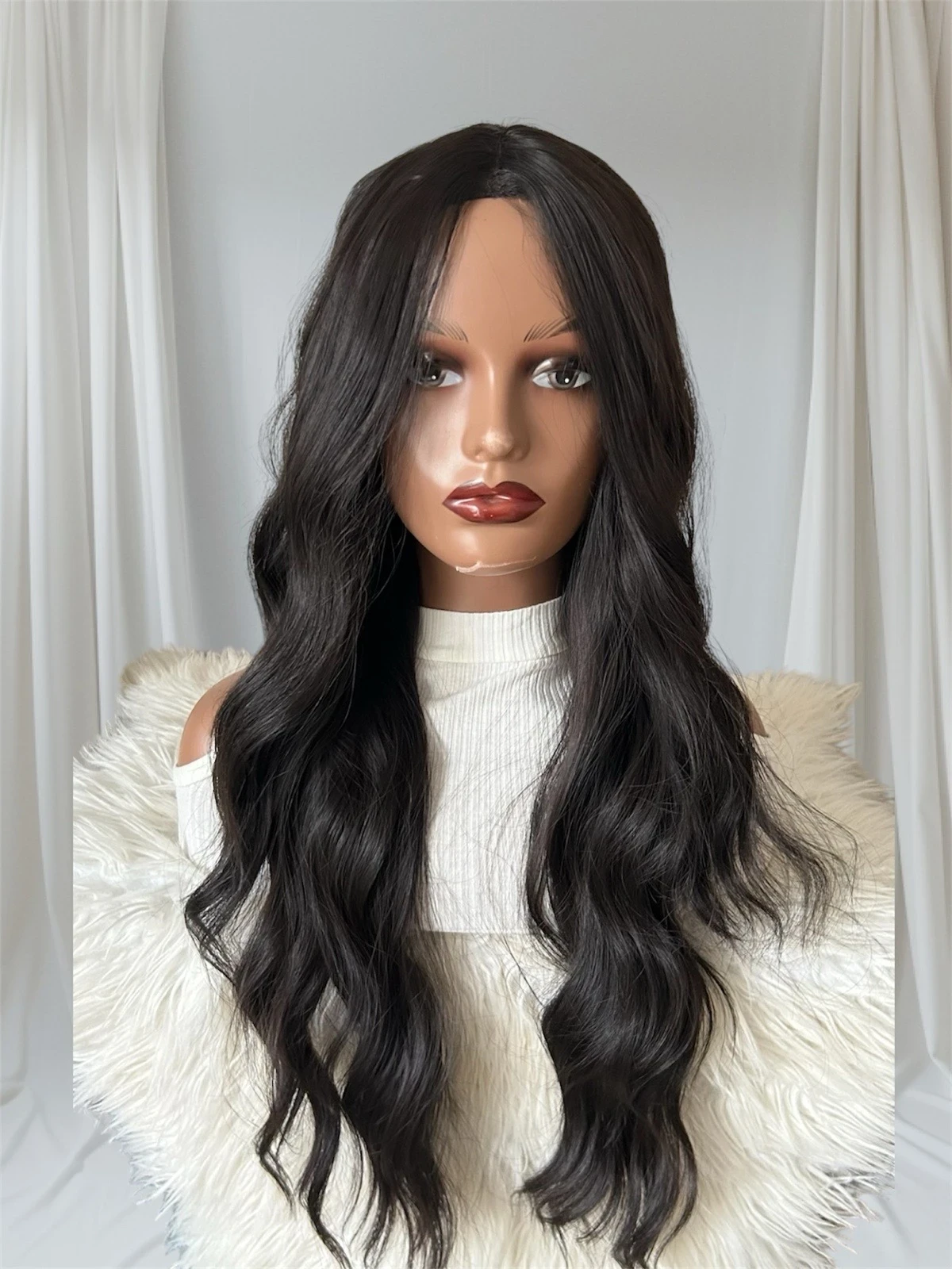 Peluca semi color castano osuro , frontal lace 2x1 de 26"  2