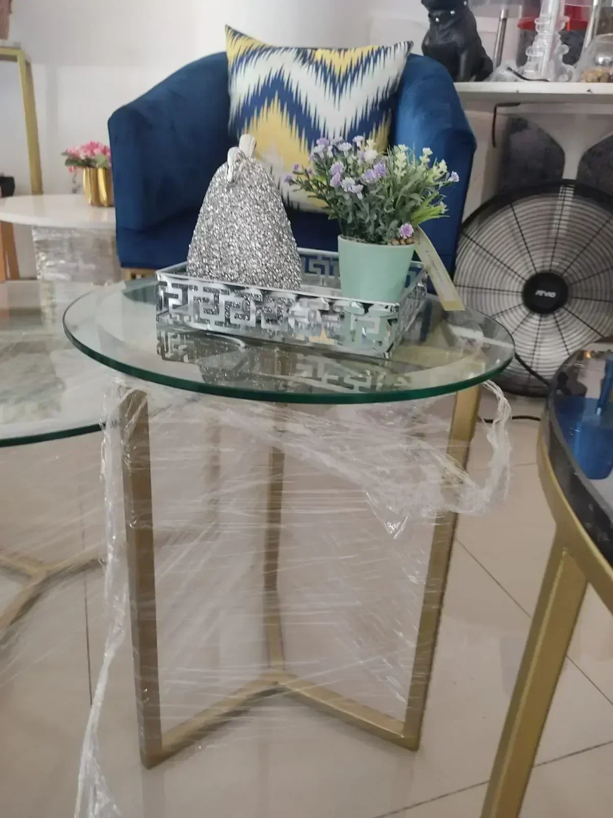 Juego de mesas Cristy  con cristal 60 y 40 2