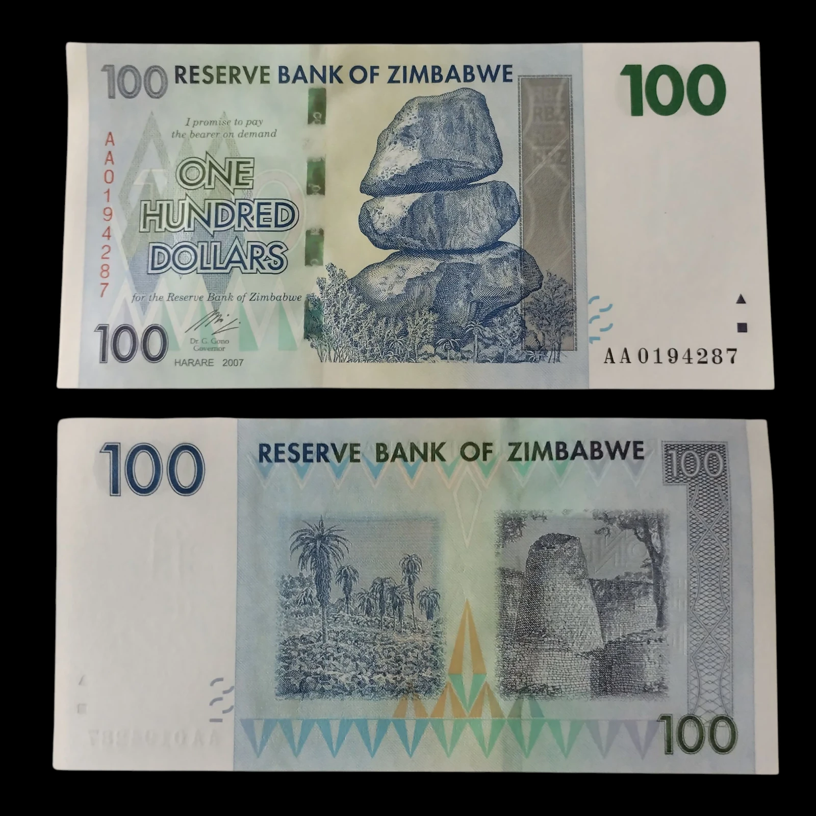 • Zimbawe 100 dolares UNC