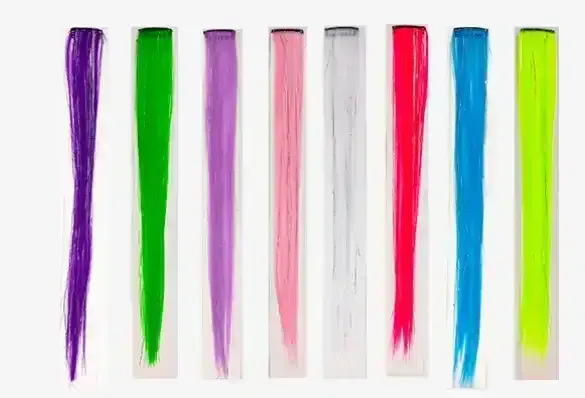 Extension mechon liso con tiras oropel 55 cm