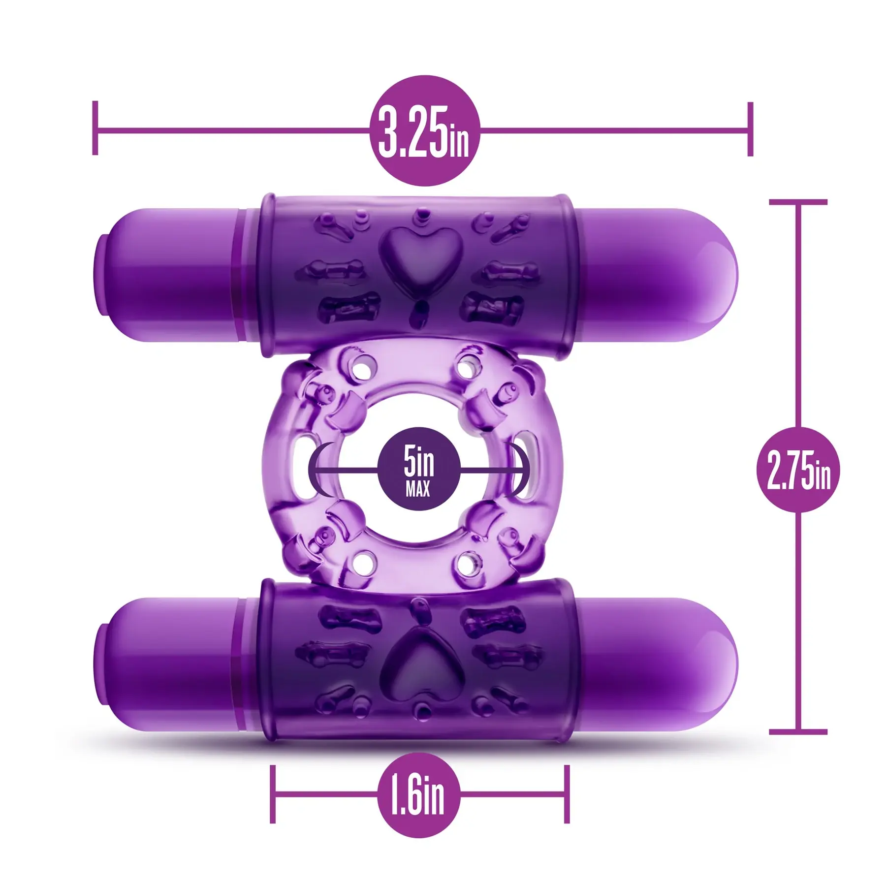 PLAY WITH ME - DOUBLE PLAY - DUAL VIBRATING COCK RING - PURPLE 4